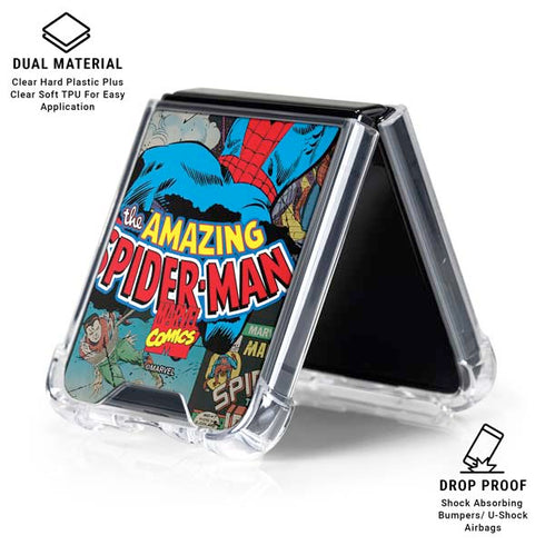 Marvel Classic Comics Amazing Spider-Man Collage Galaxy Z Flip6 Clear Case